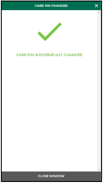 Card PIN successfully changed screen for Banterra Bank