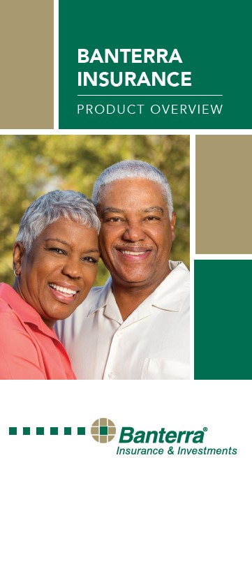 Banterra Insurance brochure cover featuring a smiling couple and the Banterra Insurance logo.