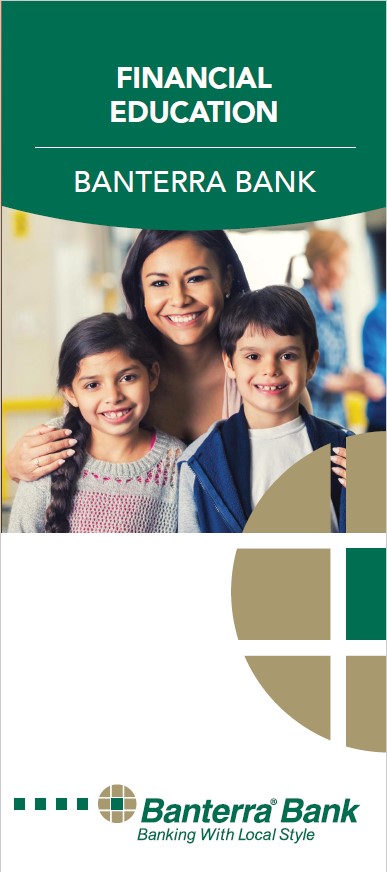 Banterra Financial Education brochure featuring a photo of a family and the Banterra logo