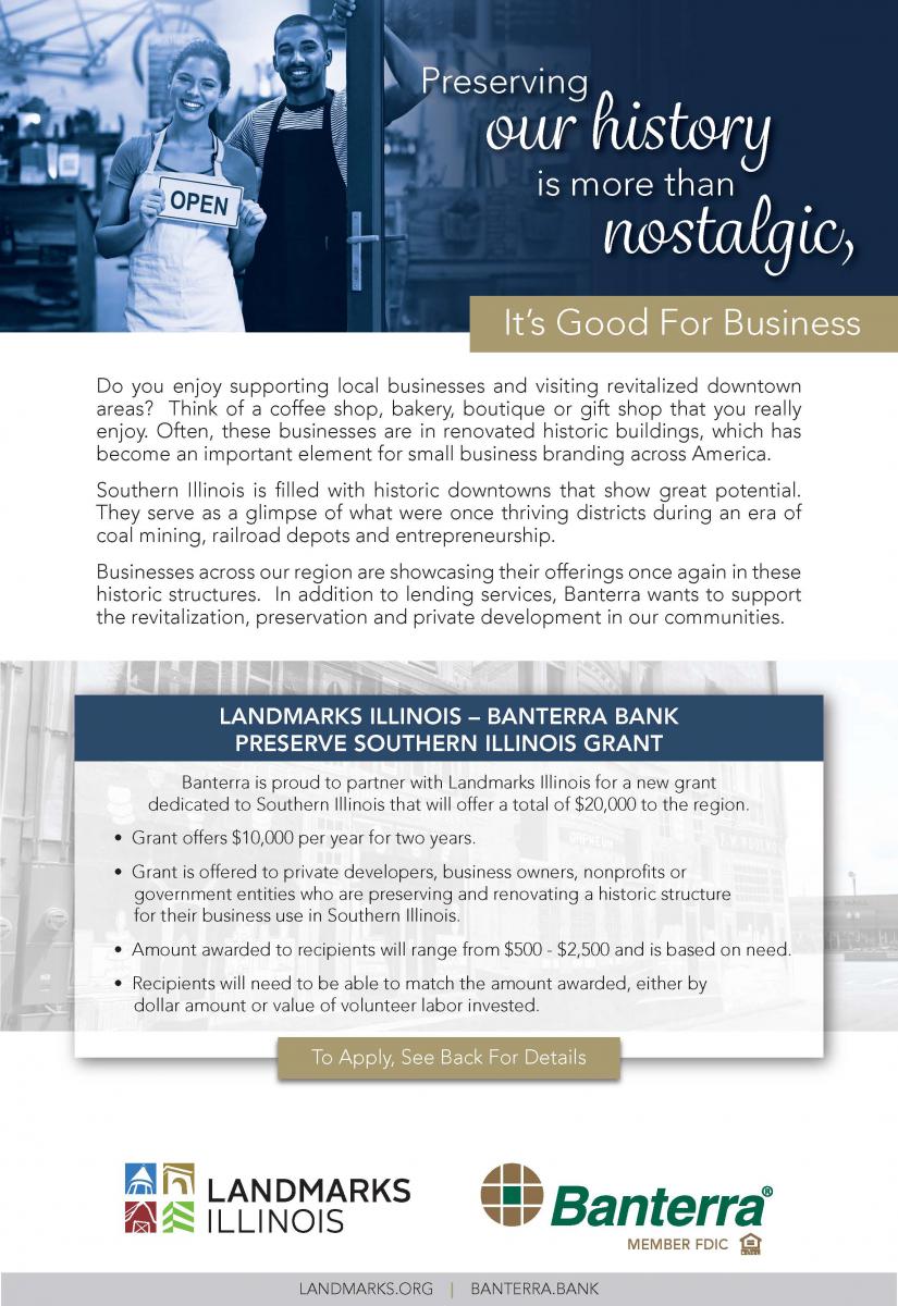 Landmarks Illinois Banterra Bank Preserve Southern Illinois Grant Program Flyer