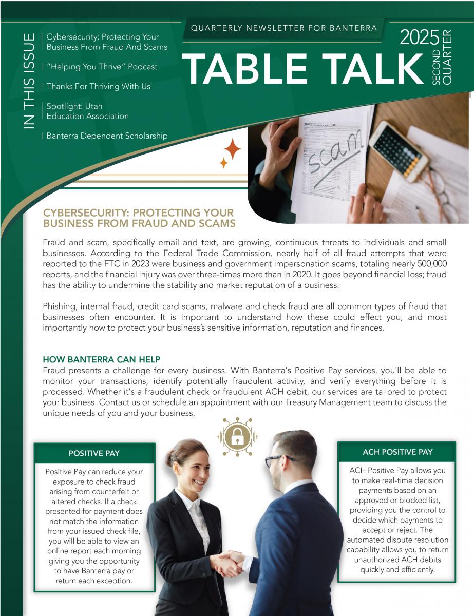 Cover of Banterra's 2025 second quarter Business Newsletter