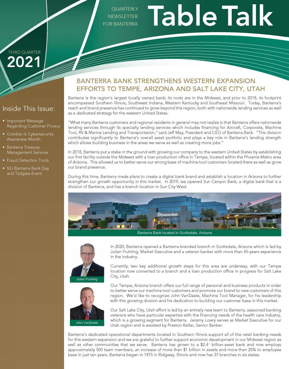 2021 Third Quarter Banterra Business Newsletter