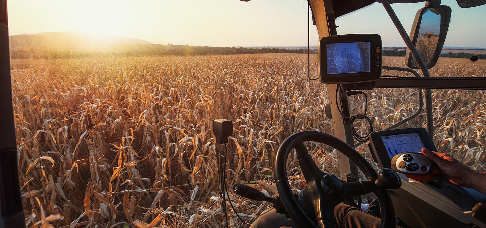 view of field from behind a tractor