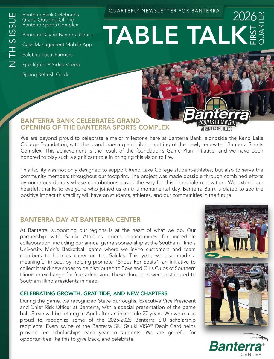 Cover of Banterra's 2025 first quarter Business Newsletter