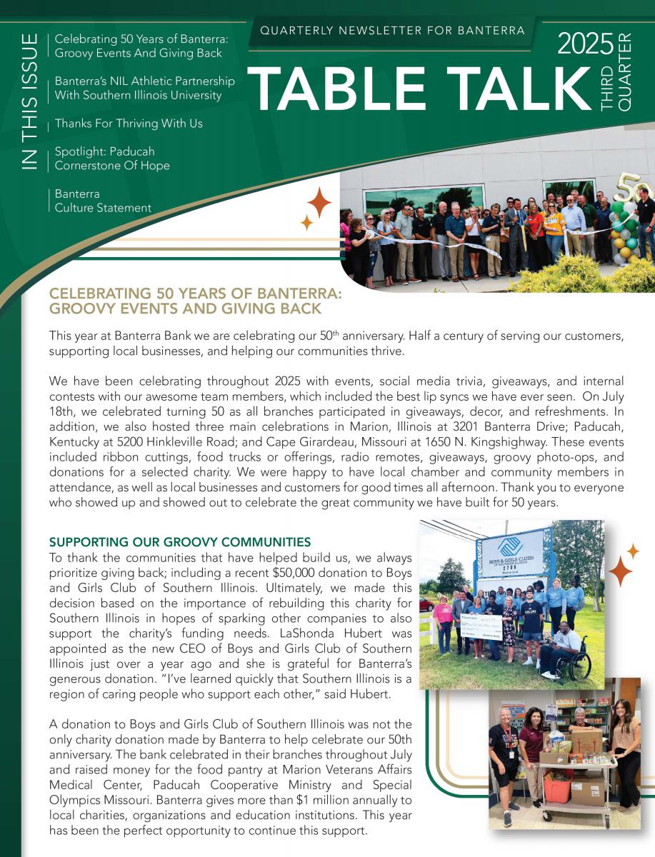 Cover of Banterra's 2025 third quarter Business Newsletter