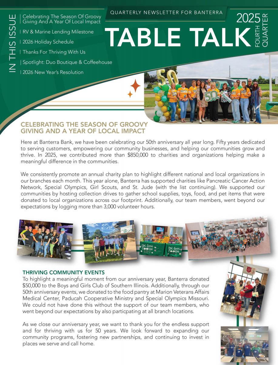 Cover of Banterra's 2025 first quarter Business Newsletter