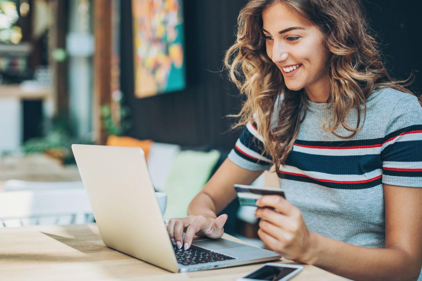 Woman checking her digital banking. 